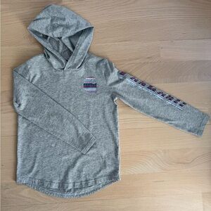 Carhartt Kids Long Sleeve Hooded Pattern Logo T-Shirt, Grey Heather - Size S (8)